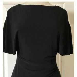 Lauren Ralph Lauren Short Cape Sleeve Sheath Ruched Dress Lined Size 4 Black